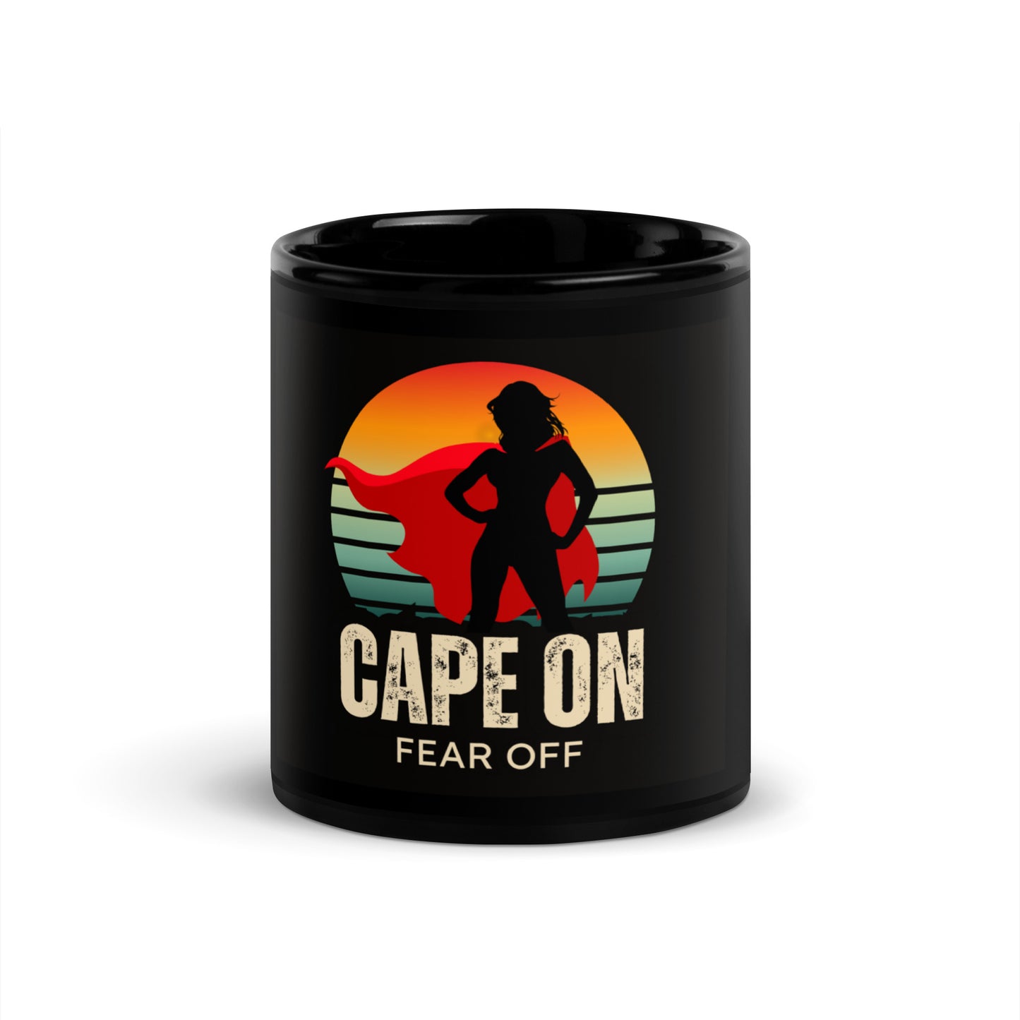 Cape On Cape Off Black Glossy Mug